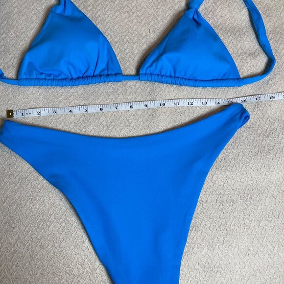 Women Swimsuit Triangle Bikini Halter Neck Adjustable Wide Straps 2 Piece Cheeky - Picture 4 of 7